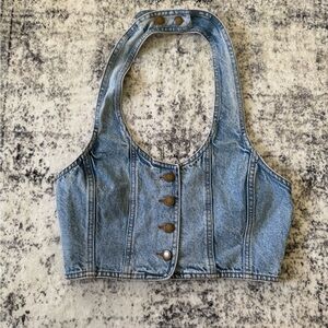Denim Halter Crop Top